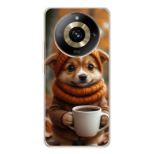 Печатный чехол «Зверята с кофе» для Realme 11 Pro 5G – Песик с кофе