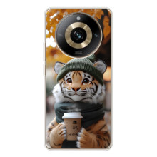 Печатный чехол «Зверята с кофе» для Realme 11 Pro 5G – Тигр с кофе