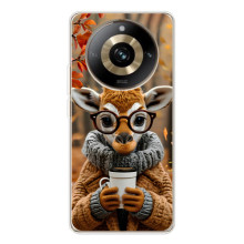 Печатный чехол «Зверята с кофе» для Realme 11 Pro 5G – Жираф с кофе