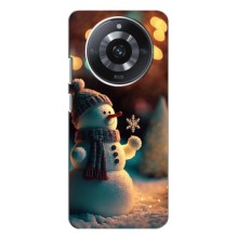 Чехлы на Новый Год Realme 11 Pro Plus – Снеговик праздничный