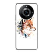 Чохли з картинкою Лисичка для Realme 11 Pro Plus (VPrint) (Лиса в квітах)