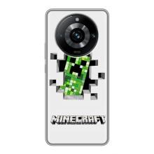 Чохол Майнкрафт на Realme 11 Pro Plus (AlphaPrint) Minecraft (кріпер Майнкрафт)