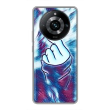 Чехол с принтом для Realme 11 Pro Plus (AlphaPrint - Знак сердечка) – Радужное сердце