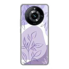 Силиконовый чехол с принтом в цветах на Realme 11 Pro Plus – Фиолетовый дизайн
