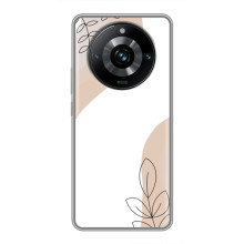 Силиконовый чехол с принтом в цветах на Realme 11 Pro Plus – Нюдовый дизайн