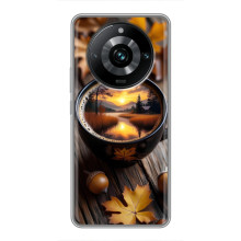 Чехол с уникальным дизайном «Осень с кофе» для Realme 11 Pro Plus – Тёмный кофе