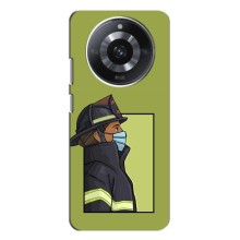 Силиконовый бампер (Работники) на Realme 11 Pro Plus – Пожарник