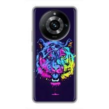 Силиконовый бампер с картинкой животных для Realme 11 Pro Plus (Тигр-Арт)