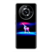 Силиконовый бампер с картинкой животных для Realme 11 Pro Plus (Яркий олень)