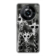 Силіконовий чохол з КАРТИНКАМИ літо для Realme 11 Pro Plus (AlphaPrint) (Жирафи в окулярах)