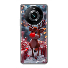 Яркий чехол для Realme 11 Pro Plus с Зимними Оленятами – Олень среди подарков