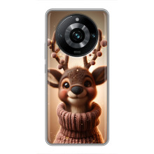 Яркий чехол для Realme 11 Pro Plus с Зимними Оленятами – Олень в свитере