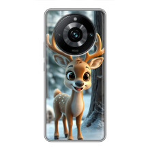 Яркий чехол для Realme 11 Pro Plus с Зимними Оленятами – Оленёнок в лесу