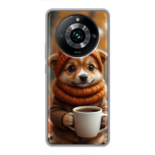 Печатный чехол «Зверята с кофе» для Realme 11 Pro Plus – Песик с кофе