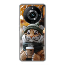 Печатный чехол «Зверята с кофе» для Realme 11 Pro Plus – Тигр с кофе
