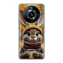 Печатный чехол «Зверята с кофе» для Realme 11 Pro Plus – Зайчик с кофе