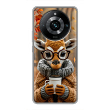Печатный чехол «Зверята с кофе» для Realme 11 Pro Plus – Жираф с кофе