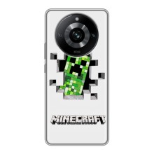 Чехол Майнкрафт на Realme 11 Pro (AlphaPrint) Minecraft (крипер Майнкрафт)