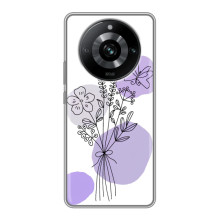 Силиконовый чехол с принтом в цветах на Realme 11 Pro – Фиолетовый букет