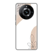 Силиконовый чехол с принтом в цветах на Realme 11 Pro – Нюдовый дизайн