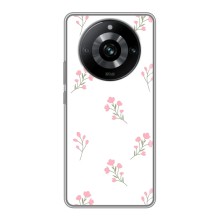 Чехол с розовым рисунком для Realme 11 Pro (Розовые цветы)
