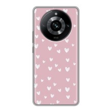 Чехол с розовым рисунком для Realme 11 Pro (Сердечки на розовом)