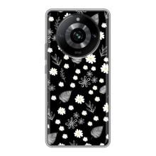 Чехлы с тематикой "ЦВЕТЫ" на Realme 11 Pro (цветение на чорном)