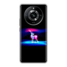 Силиконовый бампер с картинкой животных для Realme 11 Pro (Яркий олень)
