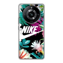 Силиконовый Чехол на Realme 11 Pro с картинкой Nike (Цветочный Nike)