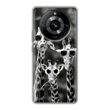 Силиконовый чехол с КАРТИНКАМИ лето для Realme 11 Pro (AlphaPrint) (Жирафы в очках)
