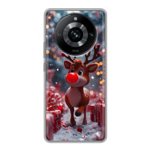 Яркий чехол для Realme 11 Pro с Зимними Оленятами – Олень среди подарков
