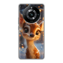 Яркий чехол для Realme 11 Pro с Зимними Оленятами – Оленёнок среди гирлянд
