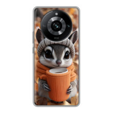 Печатный чехол «Зверята с кофе» для Realme 11 Pro