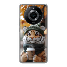 Печатный чехол «Зверята с кофе» для Realme 11 Pro – Тигр с кофе