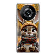 Печатный чехол «Зверята с кофе» для Realme 11 Pro – Зайчик с кофе