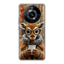 Печатный чехол «Зверята с кофе» для Realme 11 Pro – Жираф с кофе