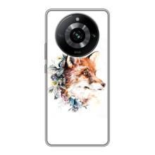 Чохли з картинкою Лисичка для Realme 11 (VPrint) (Лиса в квітах)