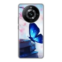 Силиконовый бампер с картинкой животных для Realme 11 (Бабочка синяя)