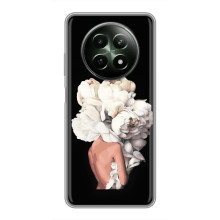 Чехлы (ART) Цветы на RealMe 12 5G (VPrint) (Белые цветы)