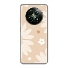 Чехол с цветочным принтом на Реалми 12 5G (Бежевые цветы)