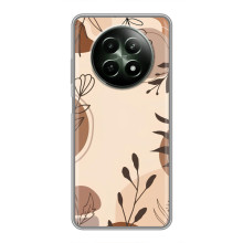 Чехол с цветочным принтом на Реалми 12 5G (Коричневые цветы)