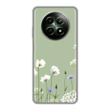 Чехол с цветочным принтом на Реалми 12 5G (Цветы на зеленом)