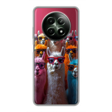 Чехол с принтом стильные животные для Реалми 12 5G (Ламы в очках)