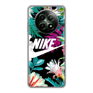 Силиконовый Чехол на RealMe 12 5G с картинкой Nike (Цветочный Nike)