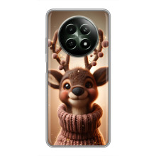 Яркий чехол для RealMe 12 5G с Зимними Оленятами – Олень в свитере