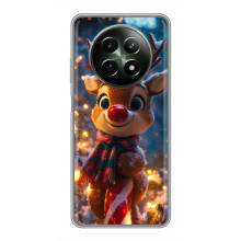 Яркий чехол для RealMe 12 5G с Зимними Оленятами – Олень в шарфе