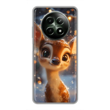Яркий чехол для RealMe 12 5G с Зимними Оленятами – Оленёнок среди гирлянд