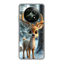 Яркий чехол для RealMe 12 5G с Зимними Оленятами – Оленёнок в лесу