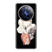 Чехлы (ART) Цветы на Realme 12 Plus (VPrint) (Белые цветы)