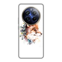 Чохли з картинкою Лисичка для Realme 12 Plus (VPrint) (Лиса в квітах)